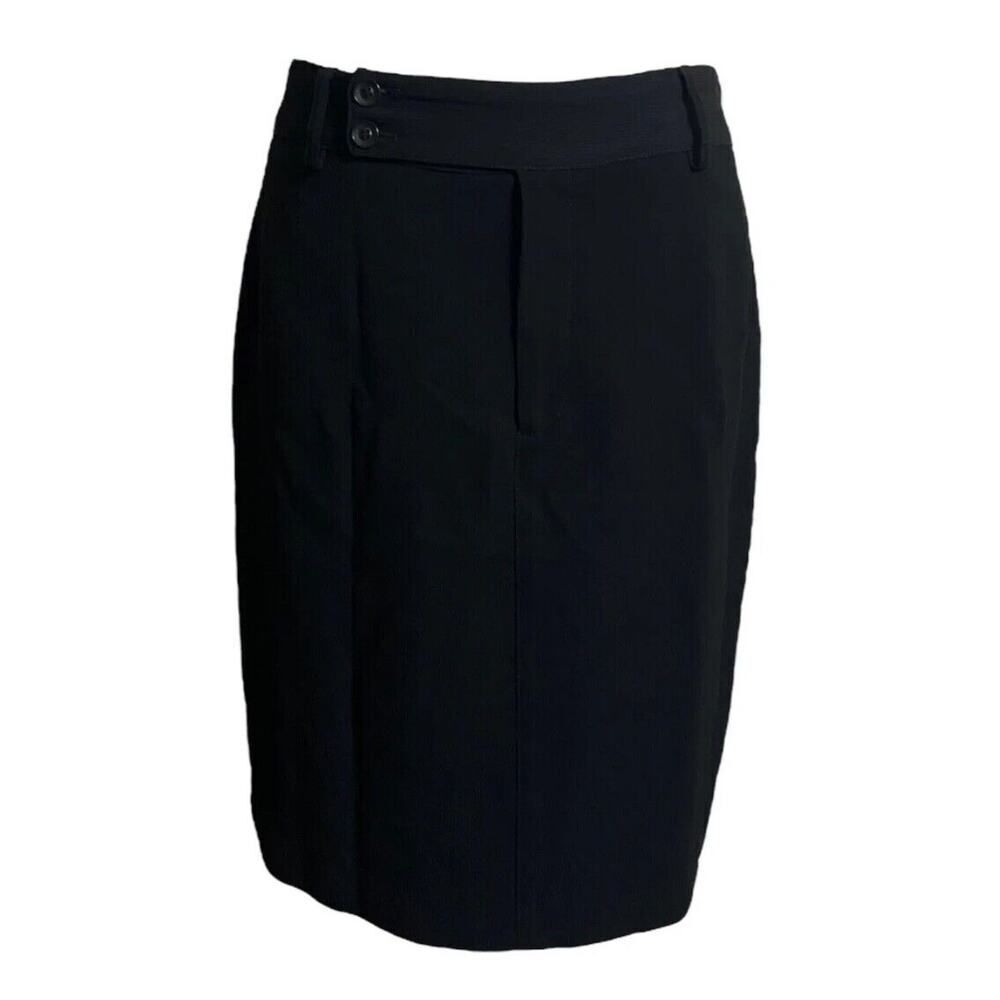 Vertigo Paris Wool Blend Black Pencil Skirt Work Wear Formal Luxury Vintage US 8